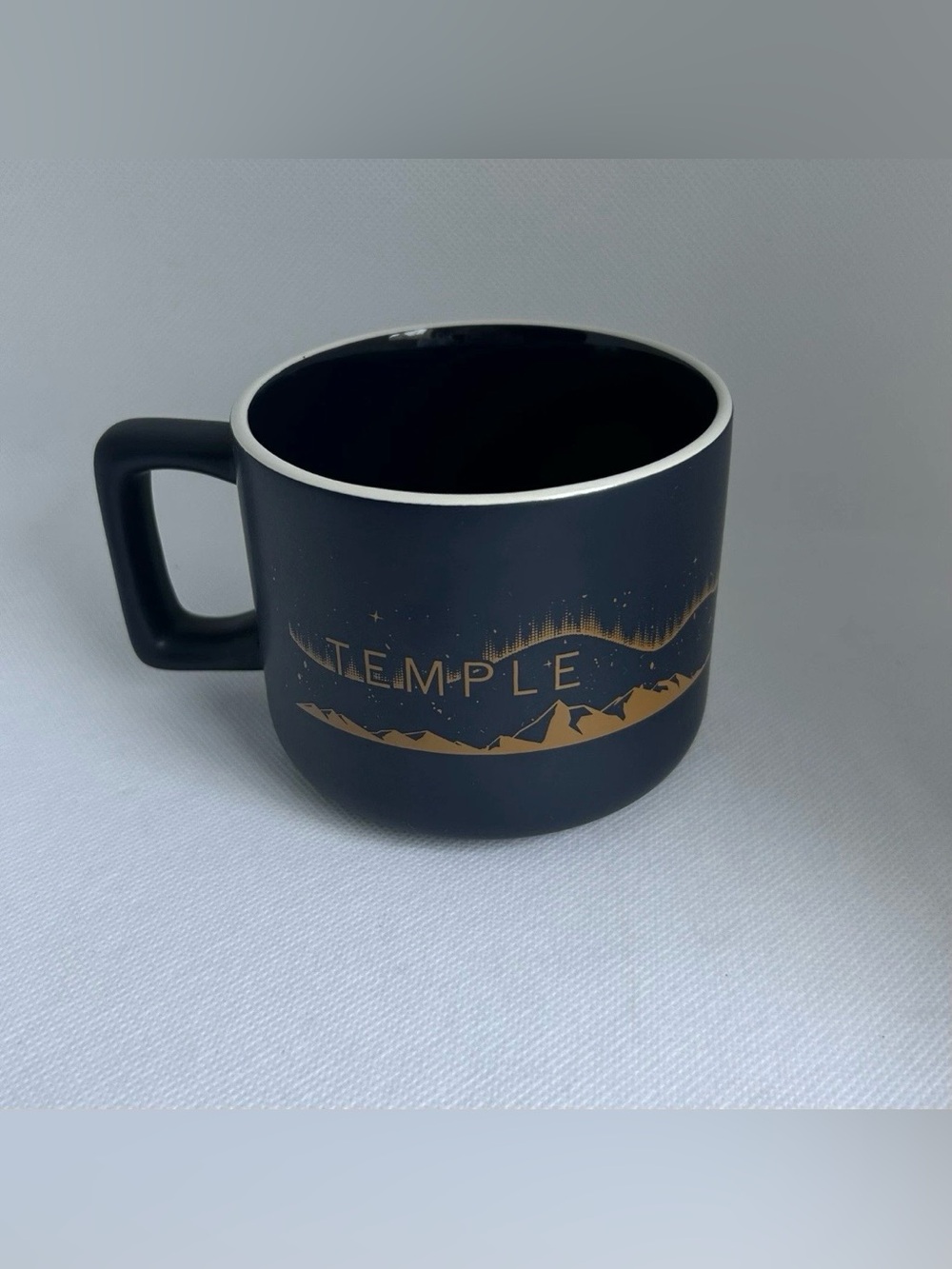 Temple Coffee Navy and Gold Ceramic Northern Lights Coffee Mug